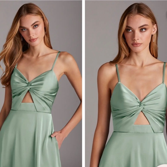 AZAZIE JENNA A LINE PLEATED STRETCH SATIN DRESS A4 BRAND NEW - Picture 3 of 14